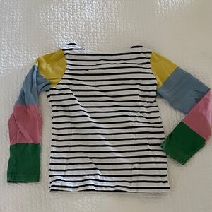 Boden Kids Long Sleeve Striped Shirt with Colorful Sleeves